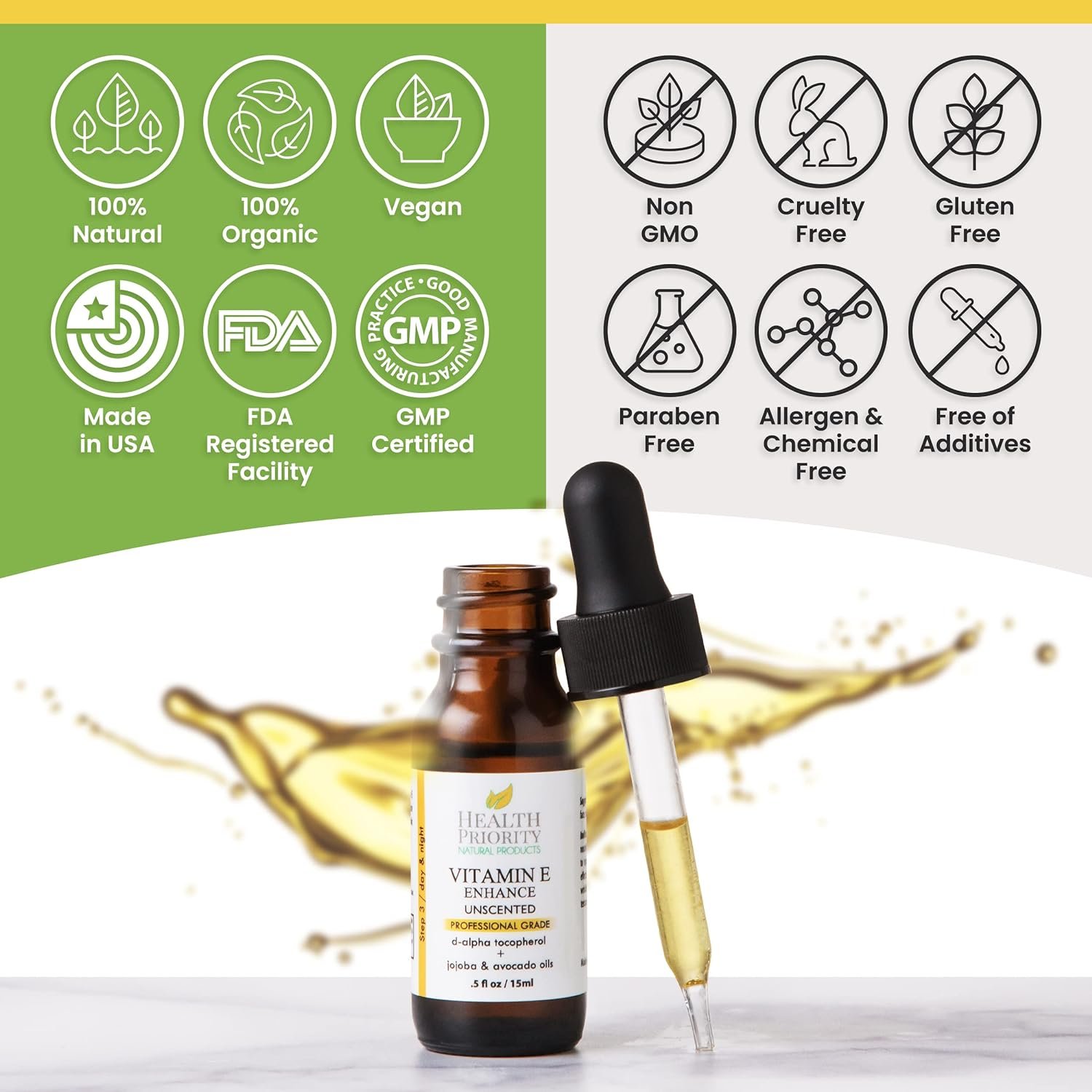 Organic Vitamin E Oil for Skin & Scars |100% Pure Natural Vitamin E Serum Hand Made in South Carolina | 15000 IU Vitamin E for Face & Hair| Non-GMO, Gluten & Cruelty Free, Vegan | Unscented 0.5 Fl Oz - Image 5