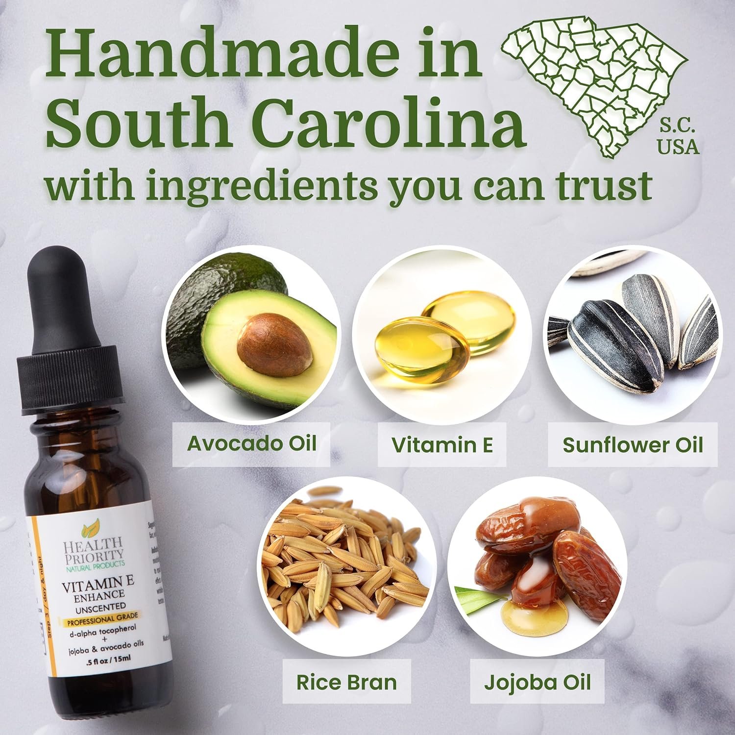 Organic Vitamin E Oil for Skin & Scars |100% Pure Natural Vitamin E Serum Hand Made in South Carolina | 15000 IU Vitamin E for Face & Hair| Non-GMO, Gluten & Cruelty Free, Vegan | Unscented 0.5 Fl Oz - Image 6